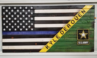 Rustic Wooden Army/Thin Blue Line Flag