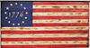 Carved Rustic Wooden Colonial 1776 Flag