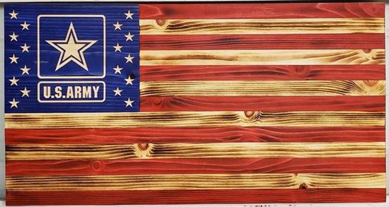 Carved Wooden Army Flag