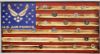 Red, wood, and Blue American flag with Air Force logo in the stars and coin racks on the stripes